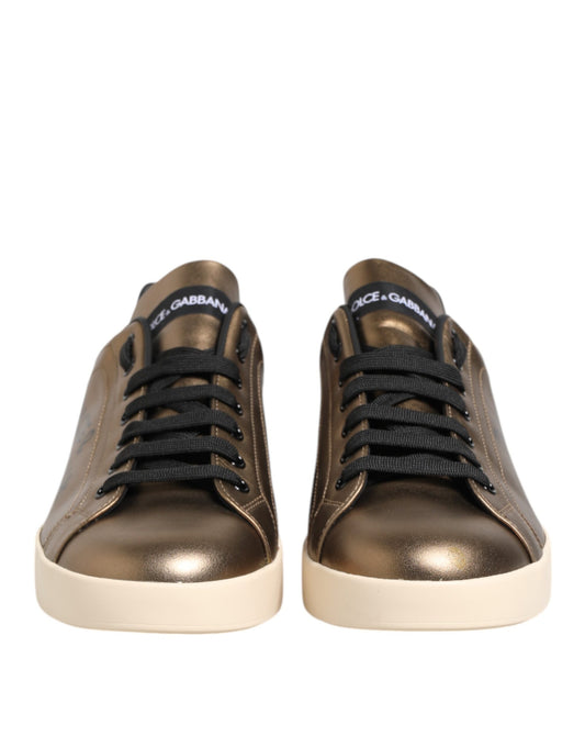 Goldfarbene Portofino Leder Low Top Sneakers