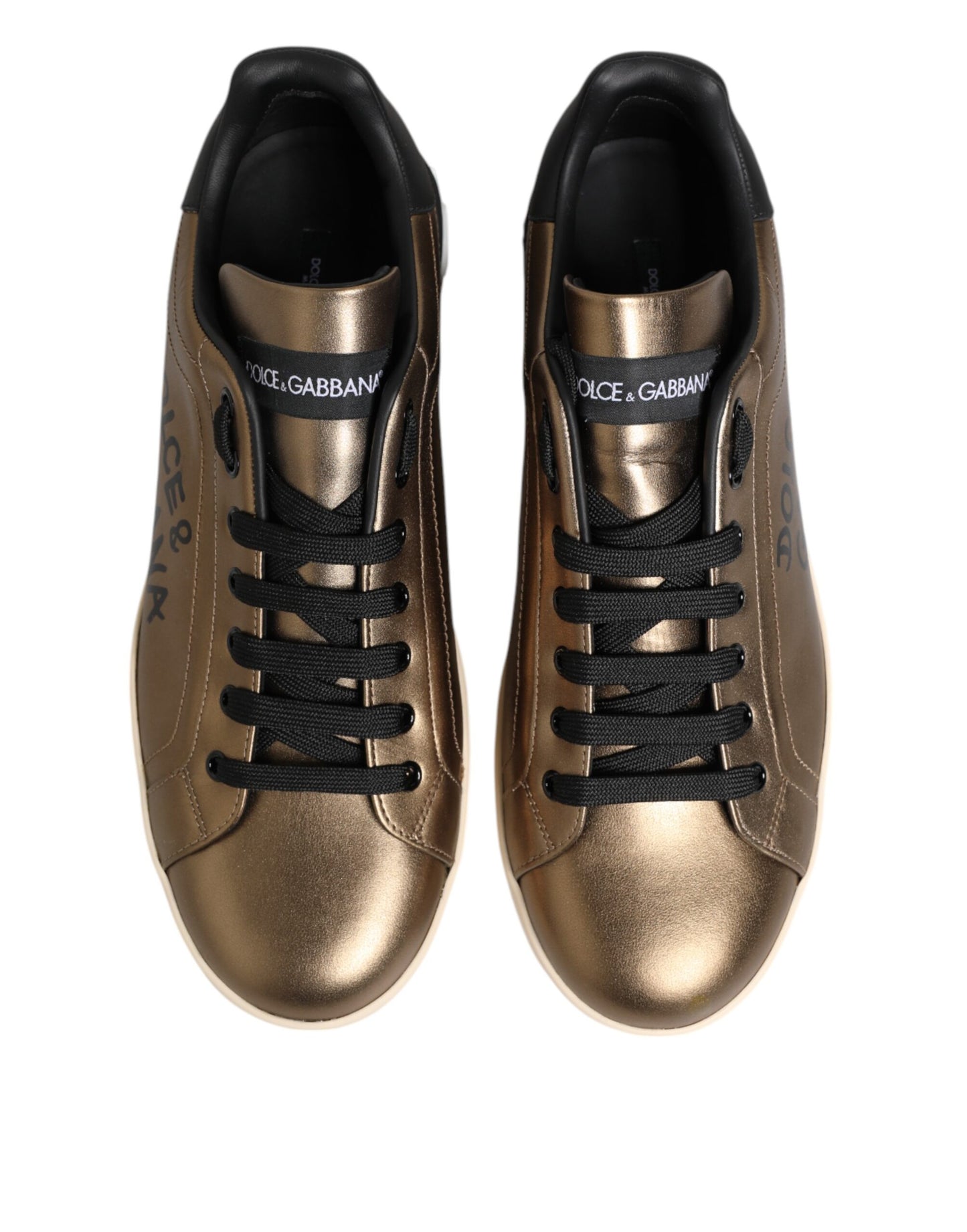 Goldfarbene Portofino Leder Low Top Sneakers