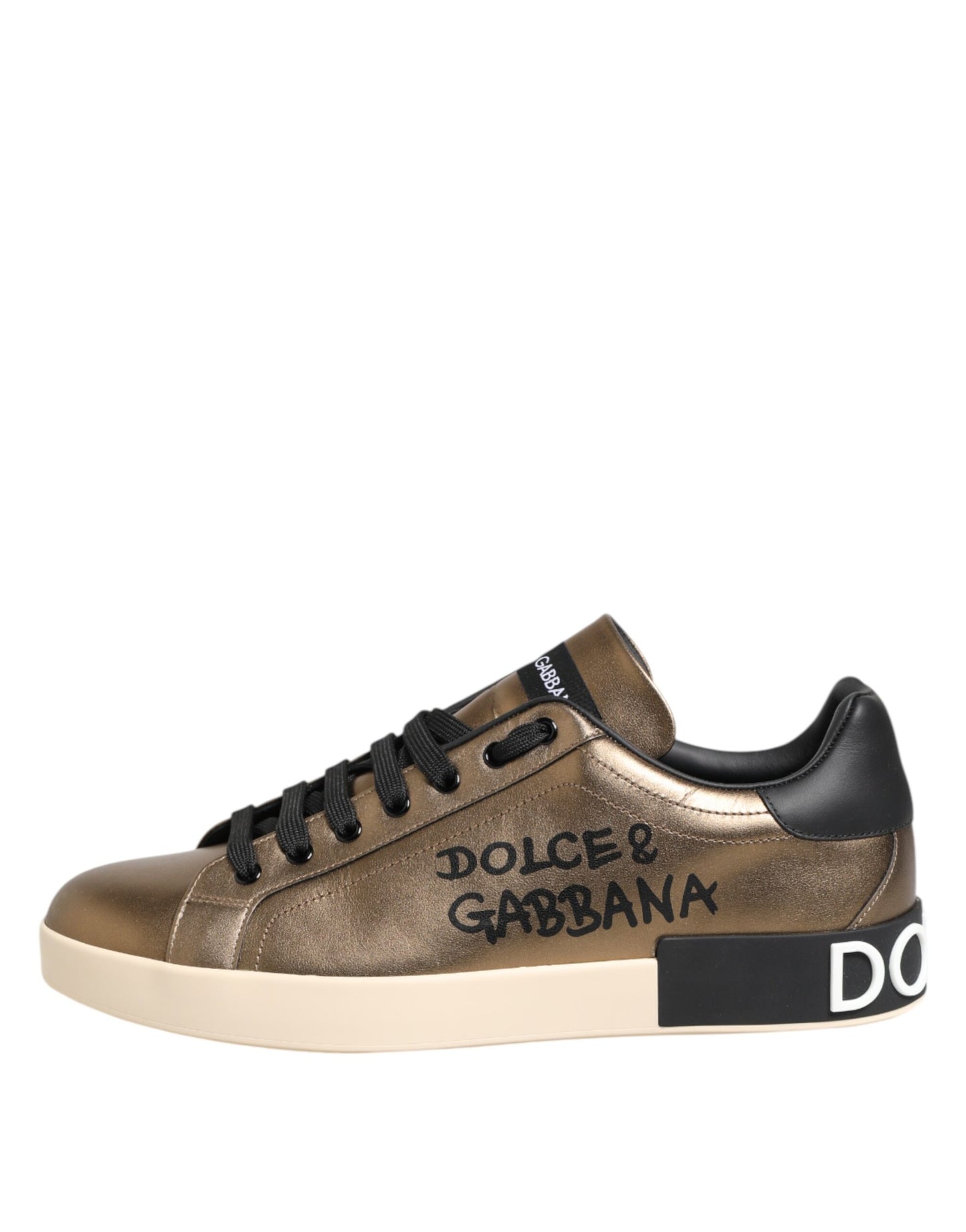 Goldfarbene Portofino Leder Low Top Sneakers