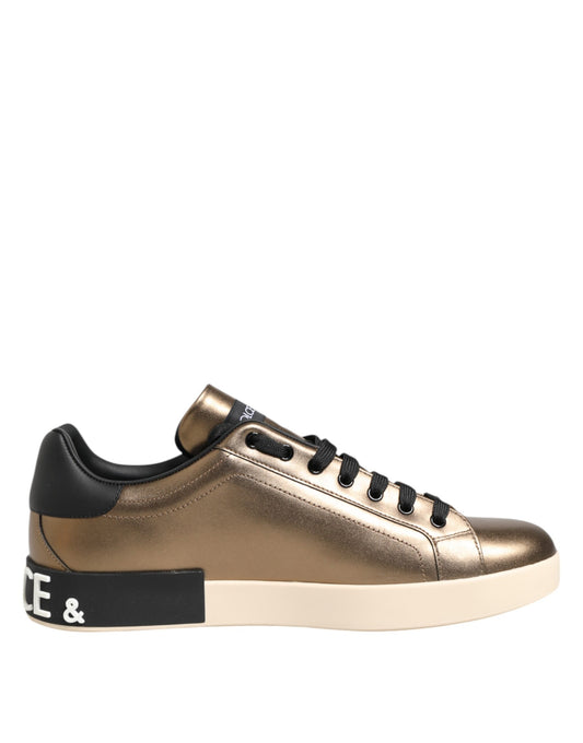 Goldfarbene Portofino Leder Low Top Sneakers
