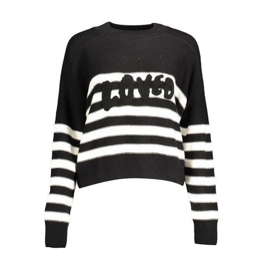 Schwarzer Baumwollpullover