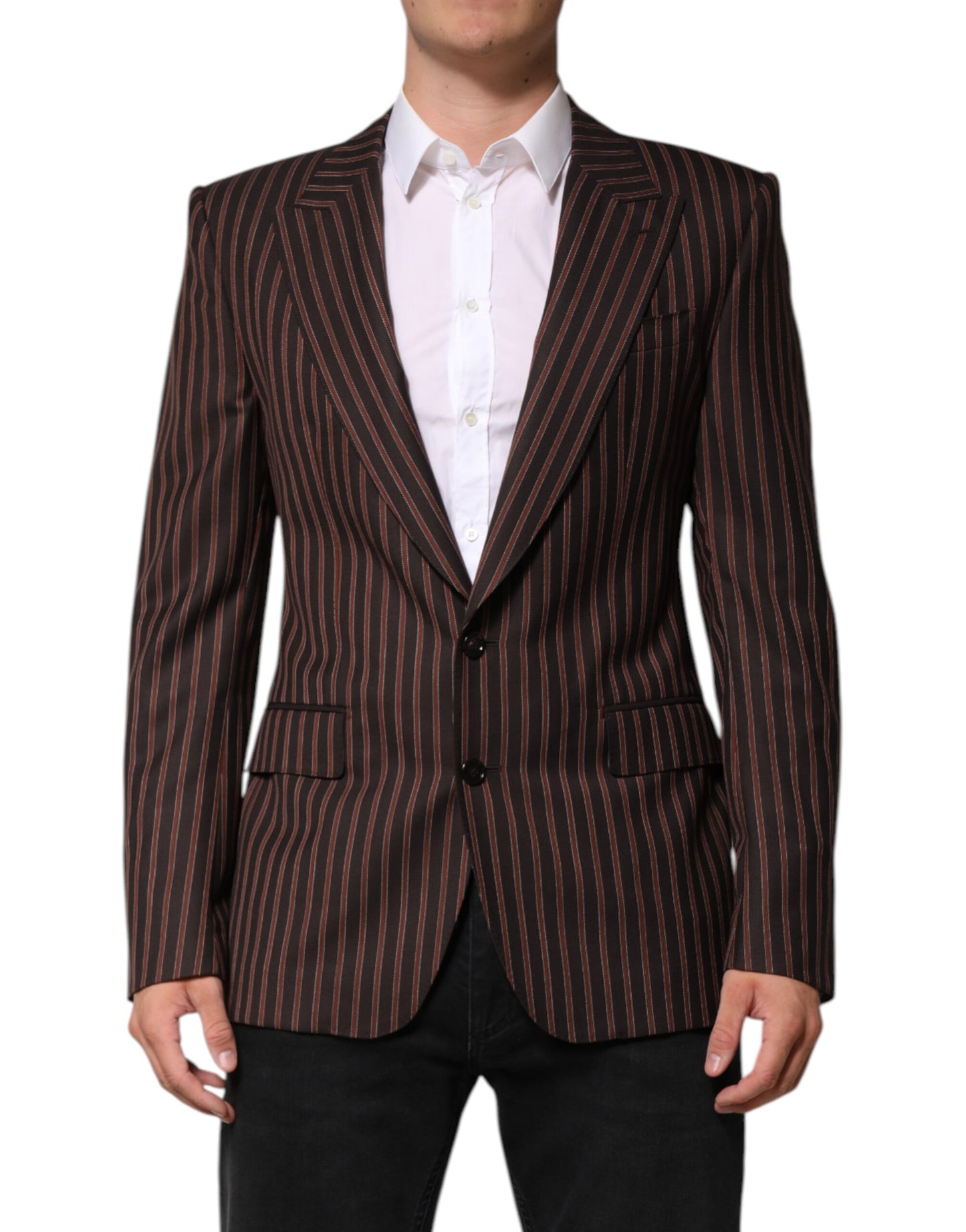 Einreihiger Blazer mit schwarzen und braunen Streifen