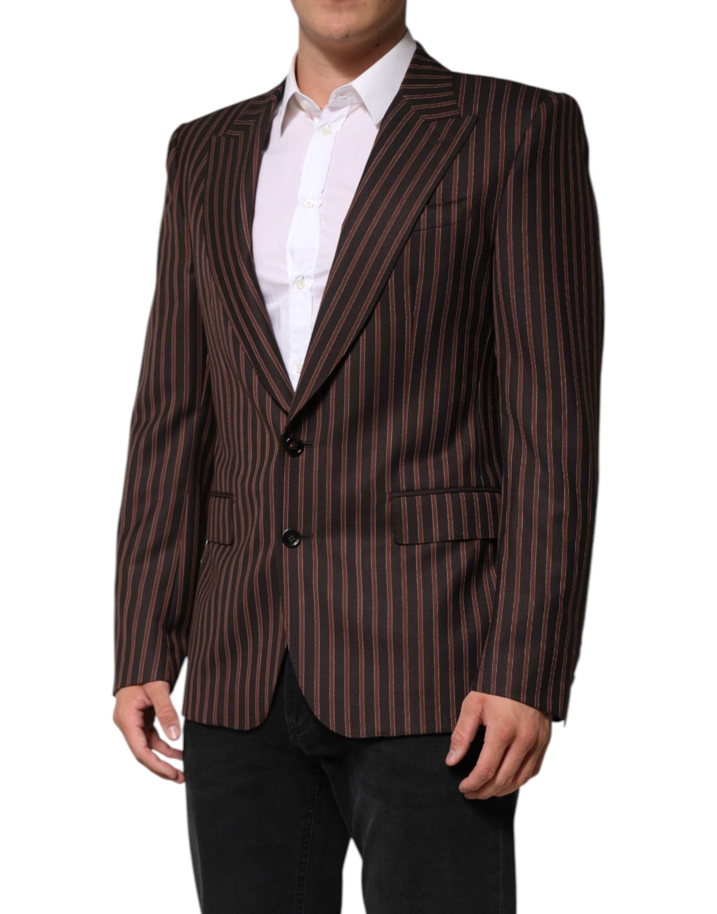 Einreihiger Blazer mit schwarzen und braunen Streifen