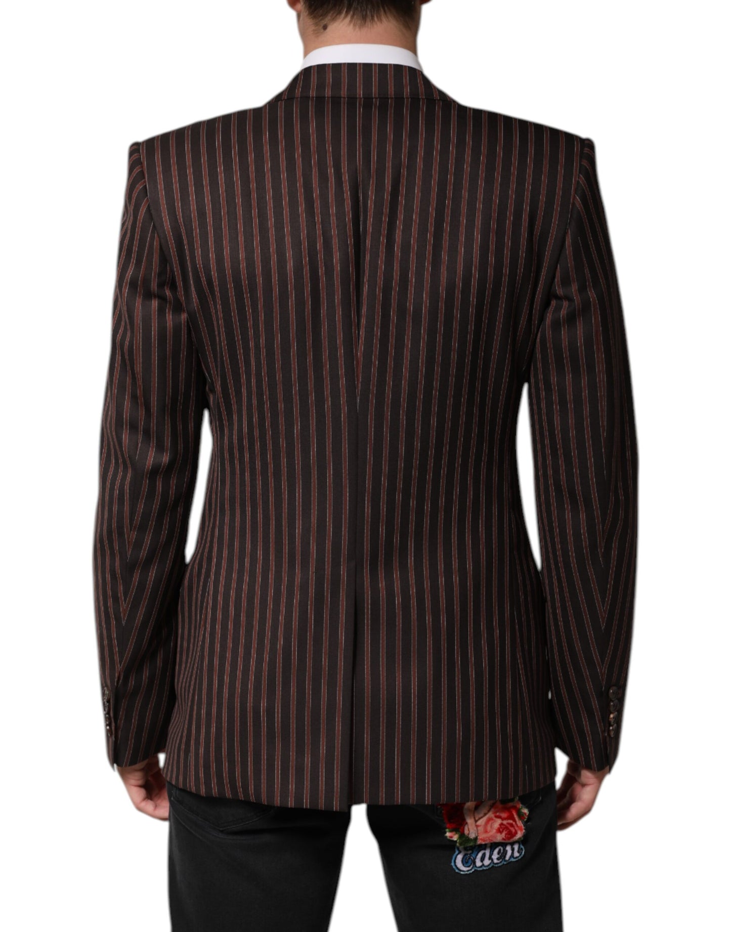 Einreihiger Blazer mit schwarzen und braunen Streifen
