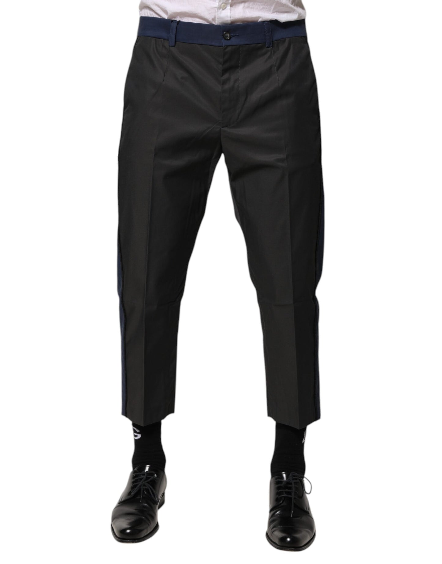 Graublaue 3/4-Chinos aus Baumwolle, kurze Hose
