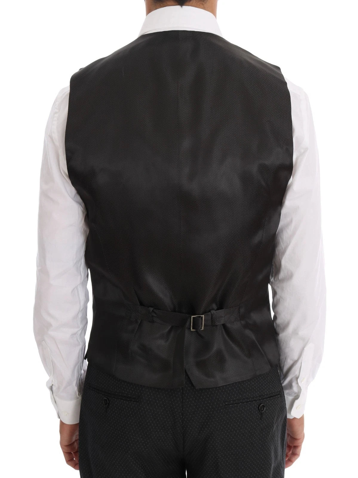 Grau gemusterter 3-teiliger Slim-Fit-Anzug aus Wolle