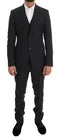 Grau gemusterter 3-teiliger Slim-Fit-Anzug aus Wolle