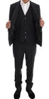 Grau gemusterter 3-teiliger Slim-Fit-Anzug aus Wolle