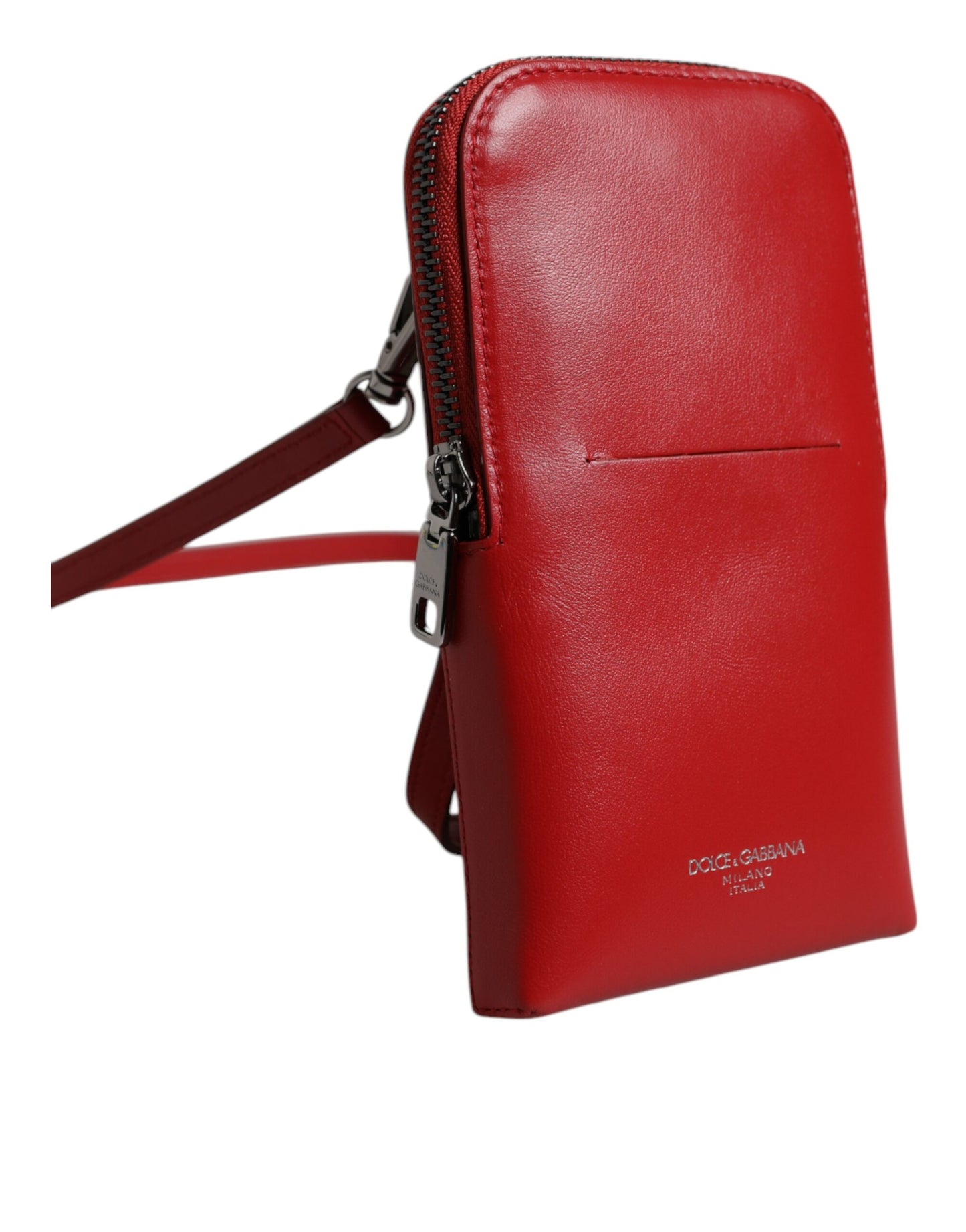 Rote Leder Geldbörse Telefon Sling Crossbody Neck Strap Tasche