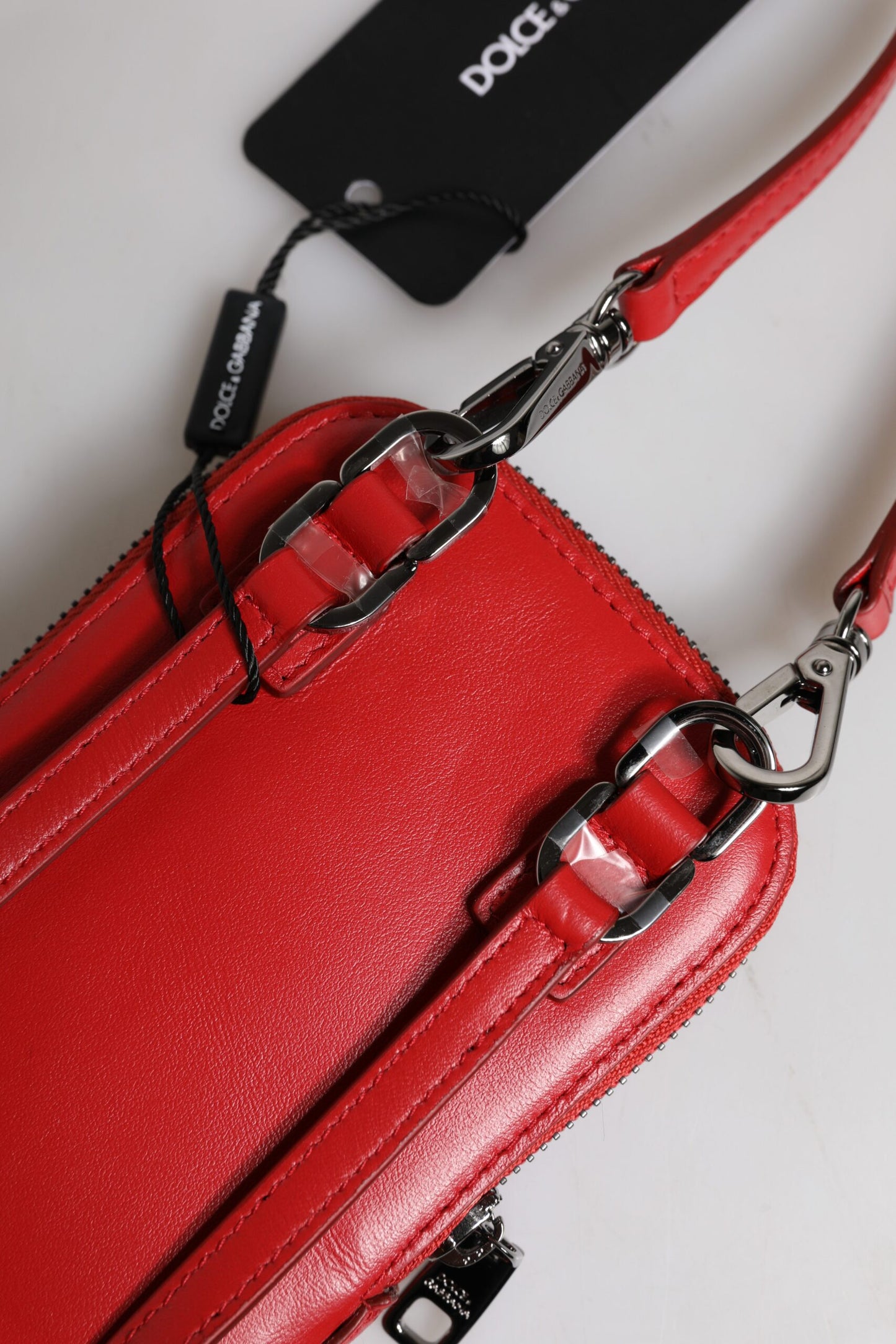 Rote Leder Geldbörse Telefon Sling Crossbody Neck Strap Tasche