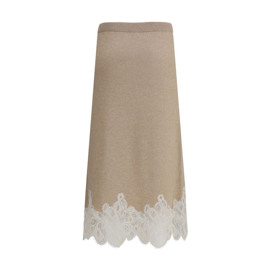 Wool and lace Midi Skirt