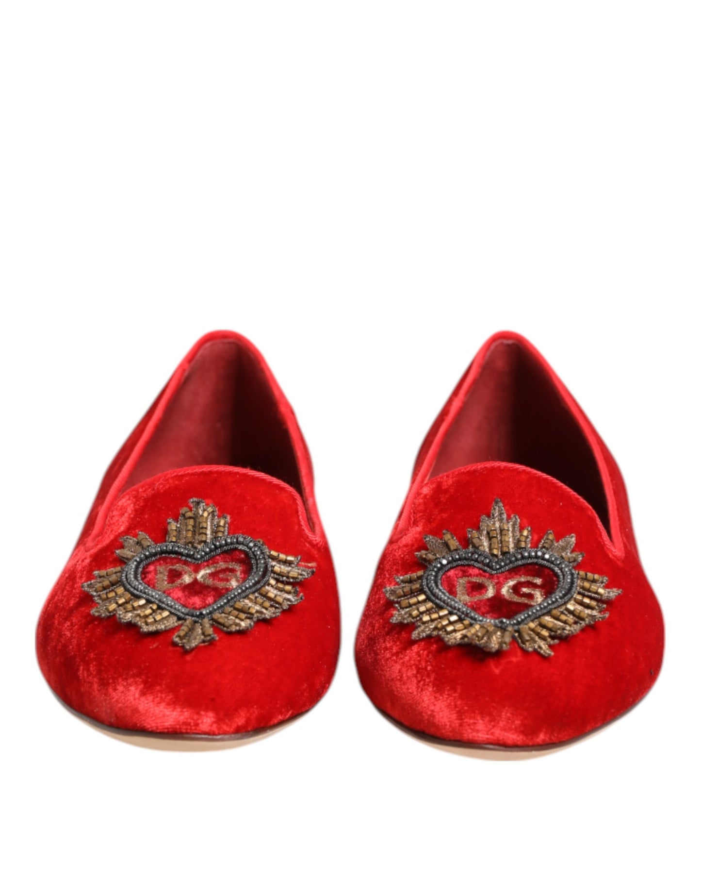 Rote Samt DG Herz Loafer Flats Schuhe