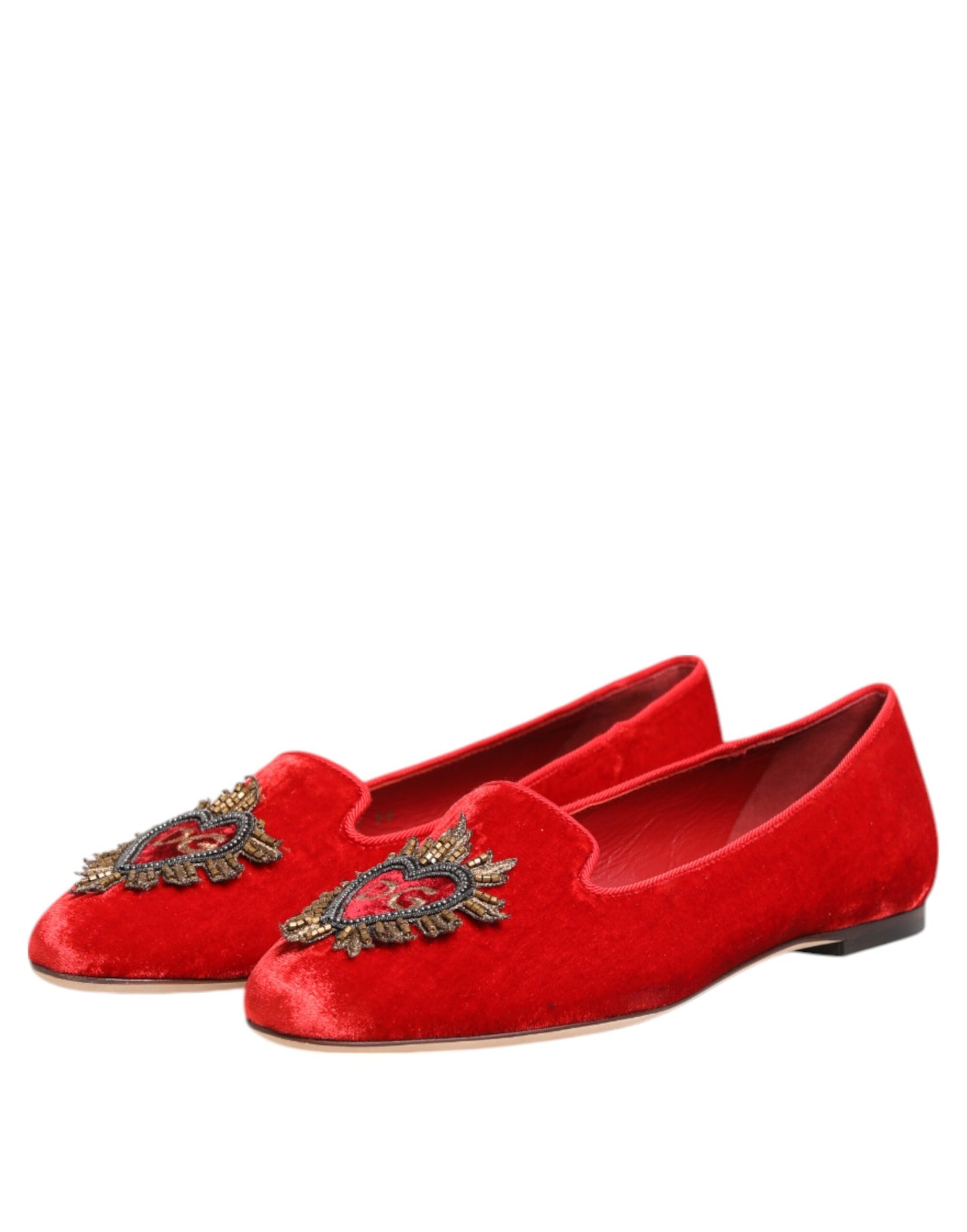 Rote Samt DG Herz Loafer Flats Schuhe