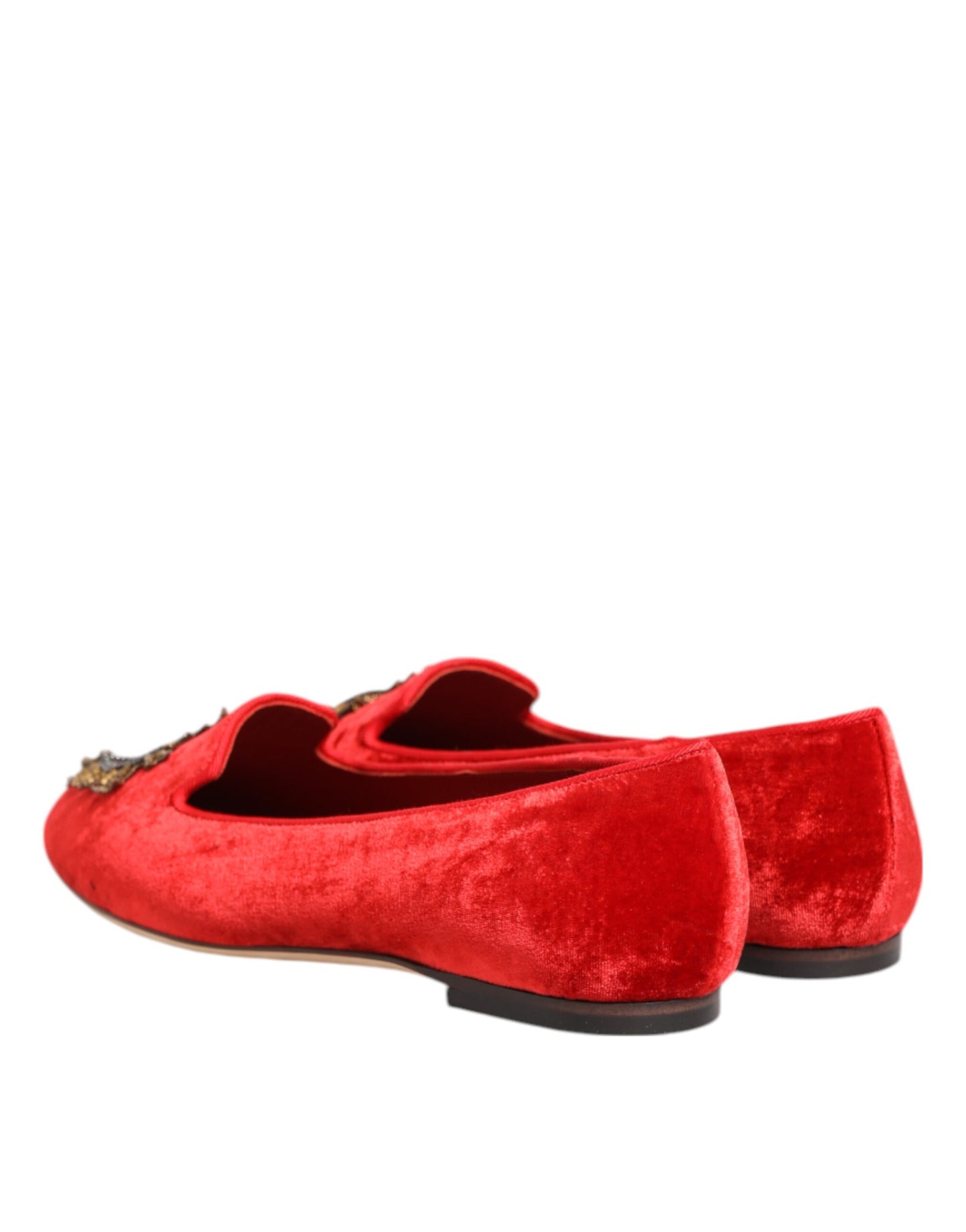 Rote Samt DG Herz Loafer Flats Schuhe