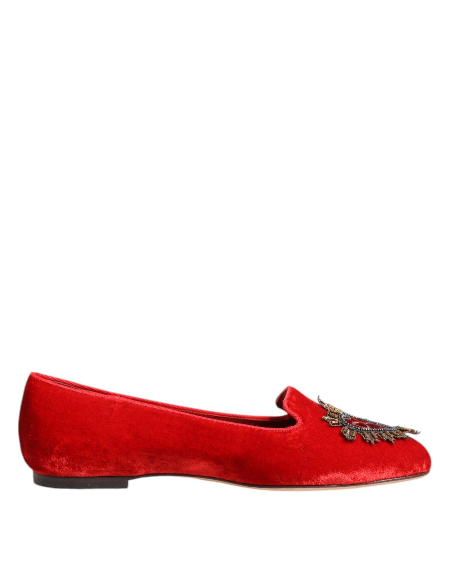Rote Samt DG Herz Loafer Flats Schuhe