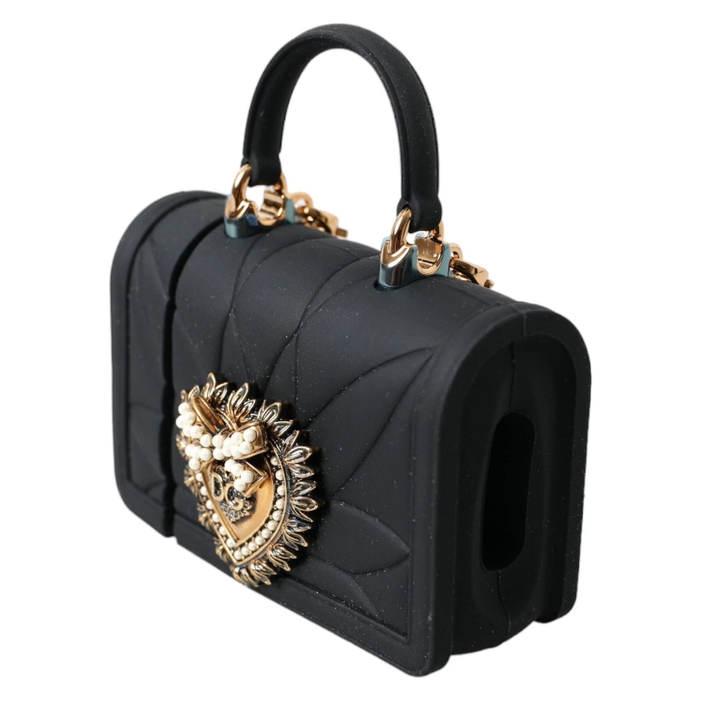 Hülle Schwarz Silikon Devotion Herz Cover Handtasche Airpod