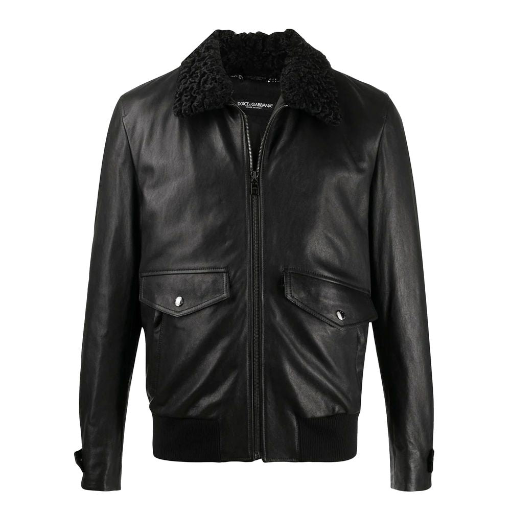 Schwarze Lammfelljacke