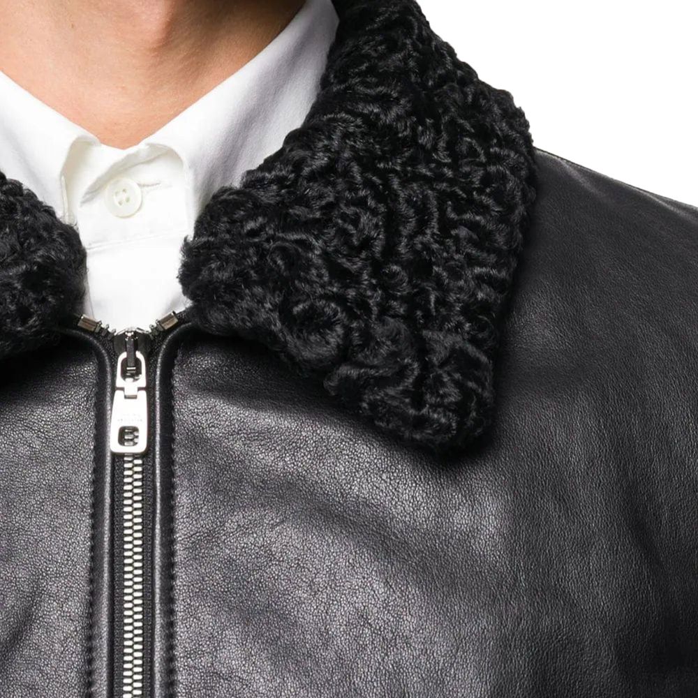 Schwarze Lammfelljacke