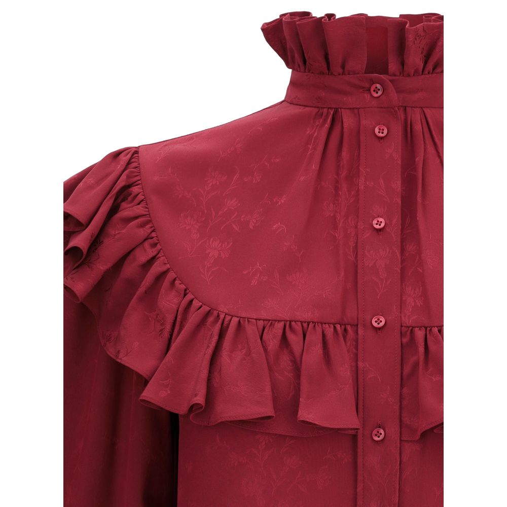 Seidenbluse mit Rüschen