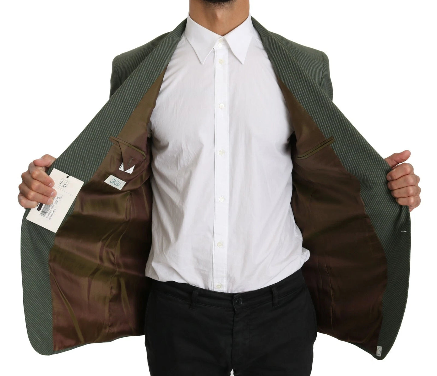 Grüner Leinenblazer, einteilig, einreihige Jacke