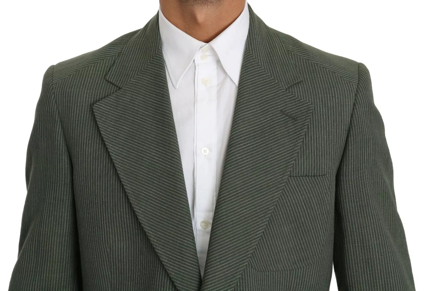 Grüner Leinenblazer, einteilig, einreihige Jacke