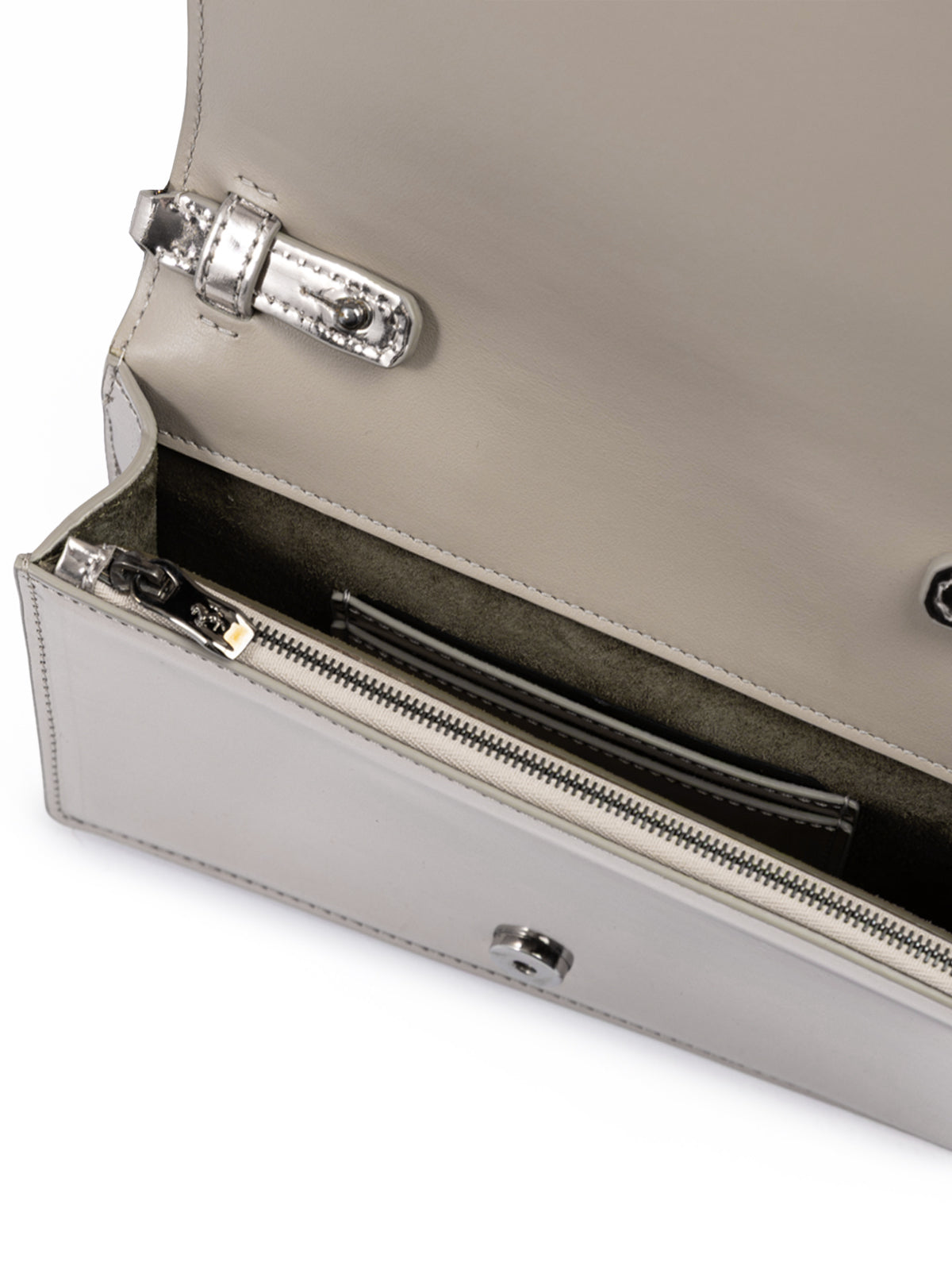 Metal Silver GT Lackledertasche mit Kette