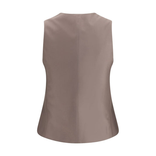 Single-breasted hemp and viscose Vest