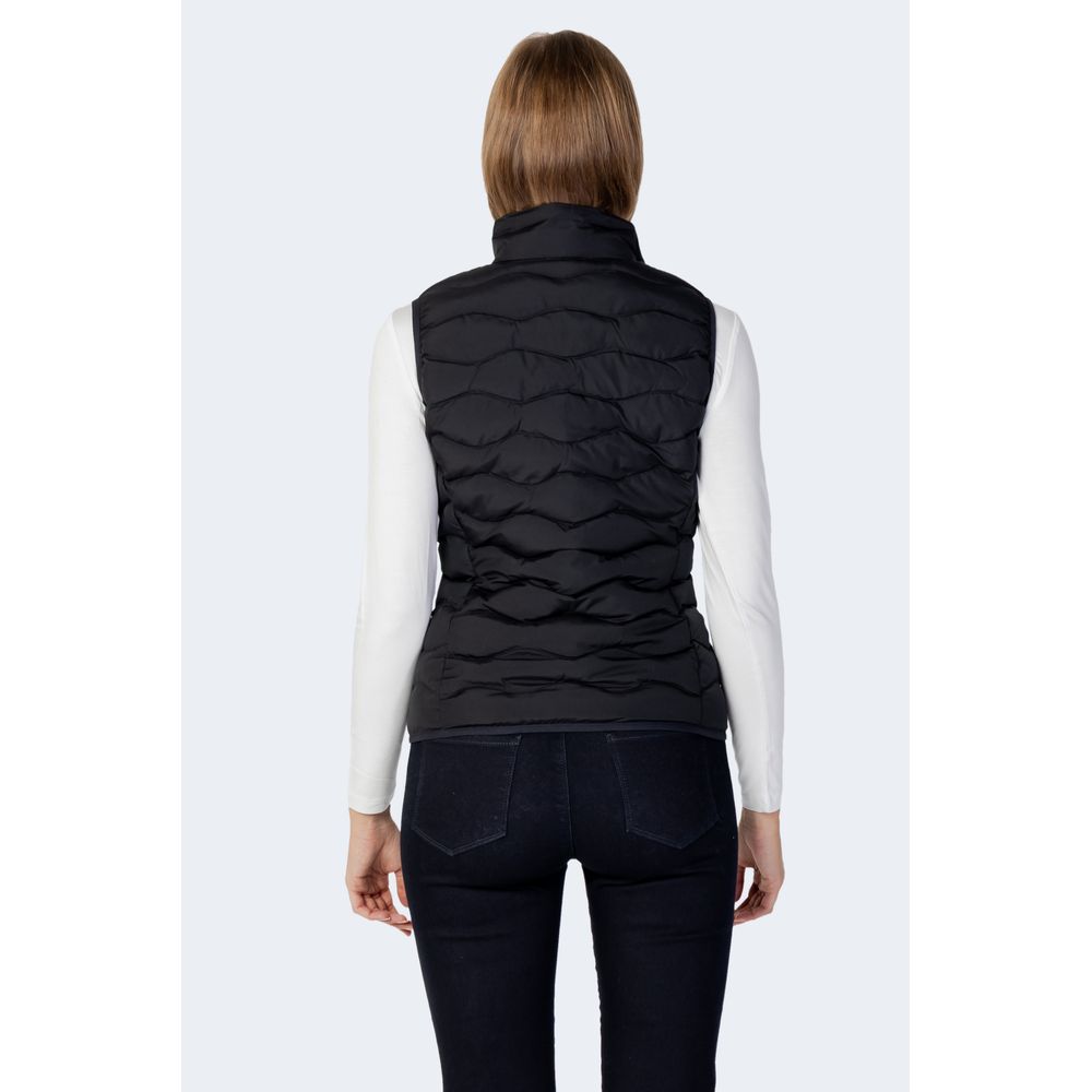 Black Polyester Sleveless Jacket
