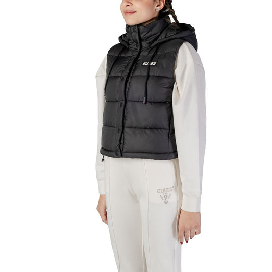 Black Polyester Sleveless Jacket
