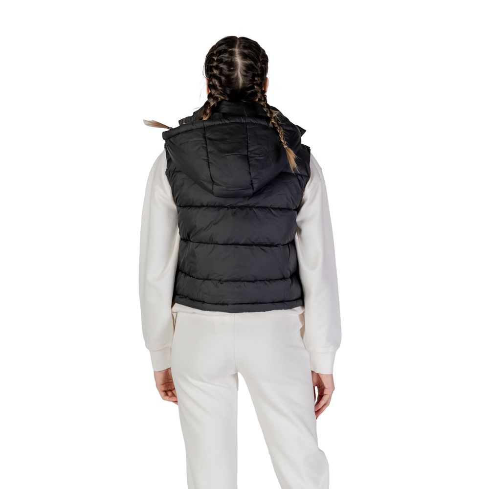 Black Polyester Sleveless Jacket