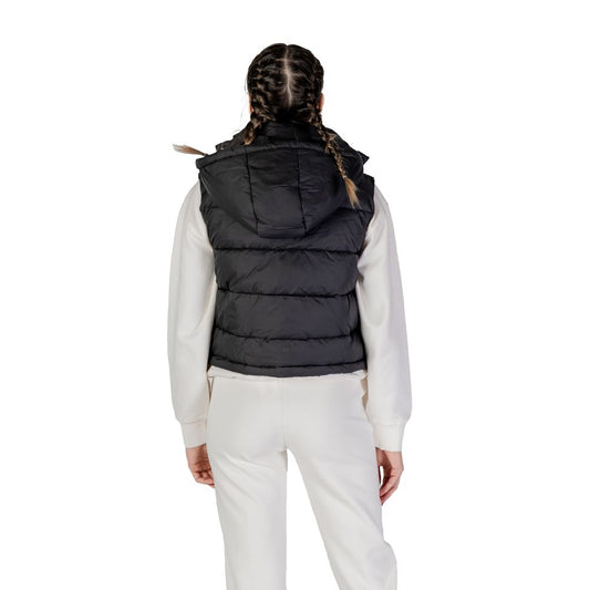 Black Polyester Sleveless Jacket