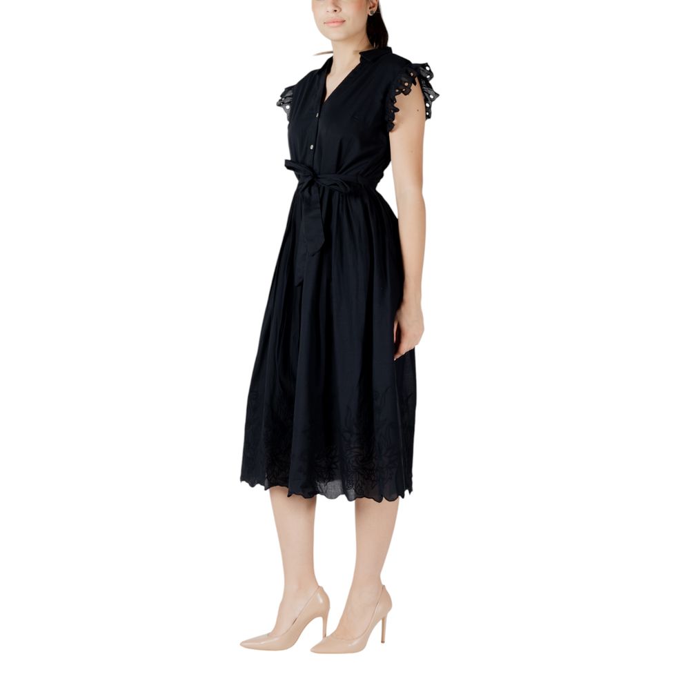 Schwarzes Midikleid aus Baumwolle