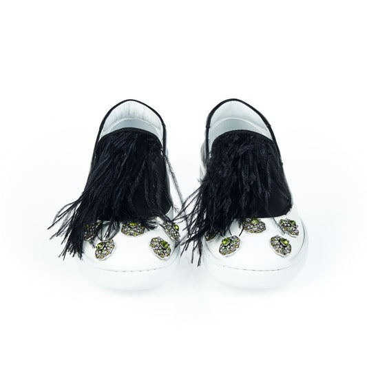 Black Bovine Leather Women Slip-on Shoe