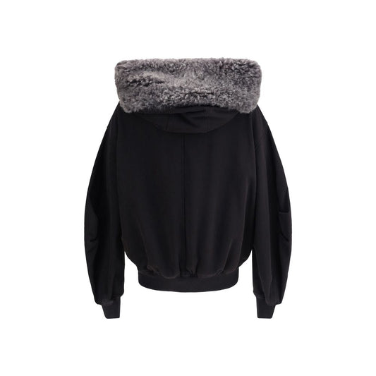 Hooded Sweatshirt with wide fur-trimmed hood