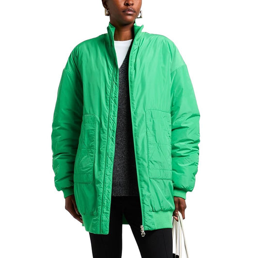 Green oversized padded bomber jacket