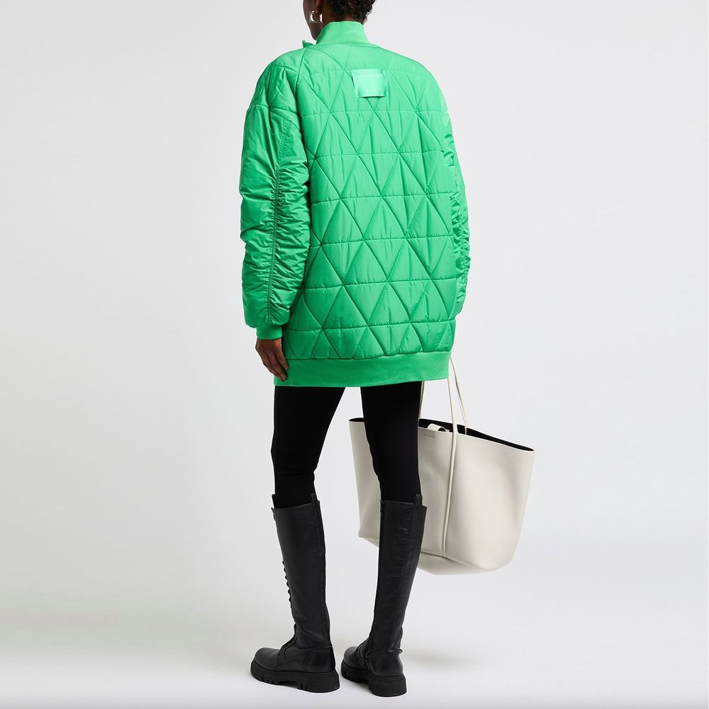Green oversized padded bomber jacket