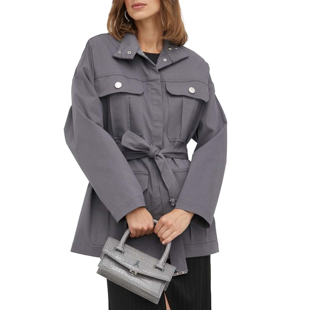 Gray Cotton high-neck coat