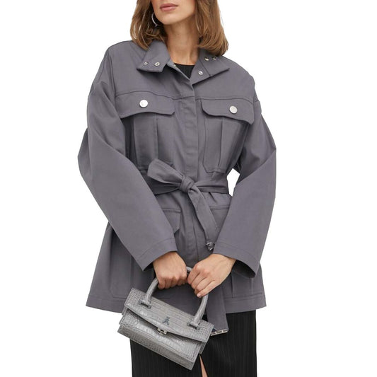 Gray Cotton high-neck coat